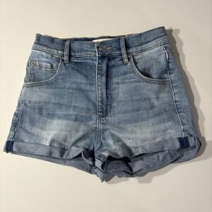 Garage Denim Women Ultra High Rise Size 0 Jean Shorts Cuffed Light Wash Stretch